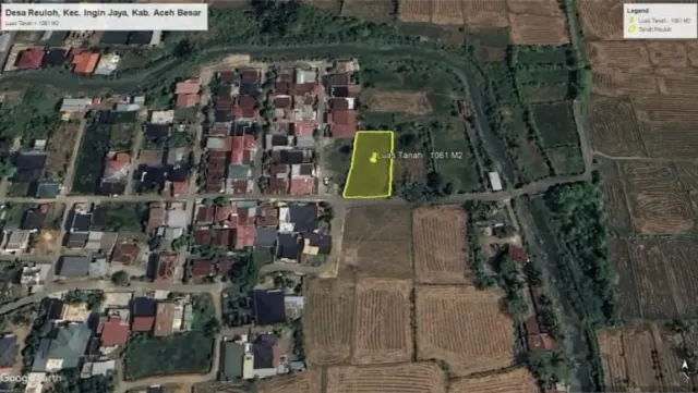 Dijual Tanah 1.061 meter Lokasi Nyaman & Strategis utk Perumahan di Reuloh Lambaro Aceh Besar