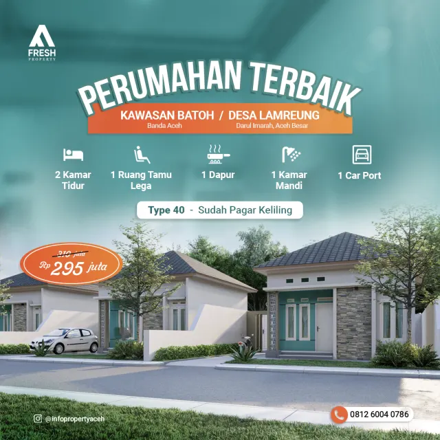 Dijual Rumah Baru Model Minimalis Tipe 40, Kawasan Batoh Lampenurut.